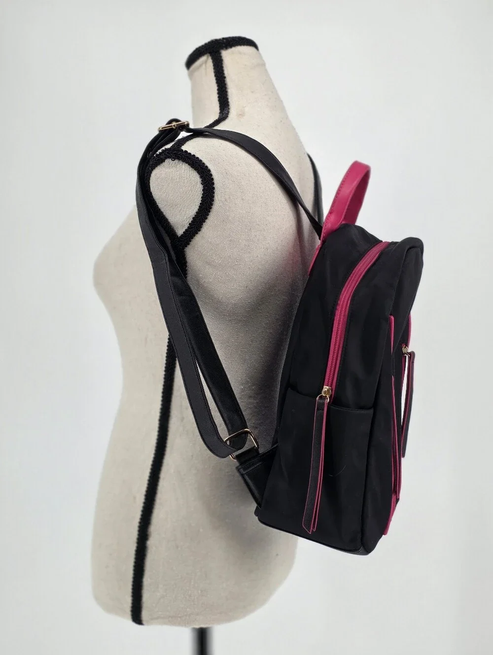 Like Dreams LD Black Nylon Mini Backpack Pink Accents New Without Tags